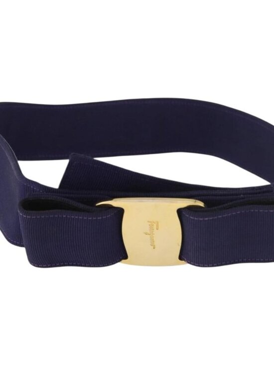 Salvatore Ferragamo Accessories - Salvatore Ferragamo Vara Ribbon Belt Canvas 29.5"" Purple Gold Auth BA13266